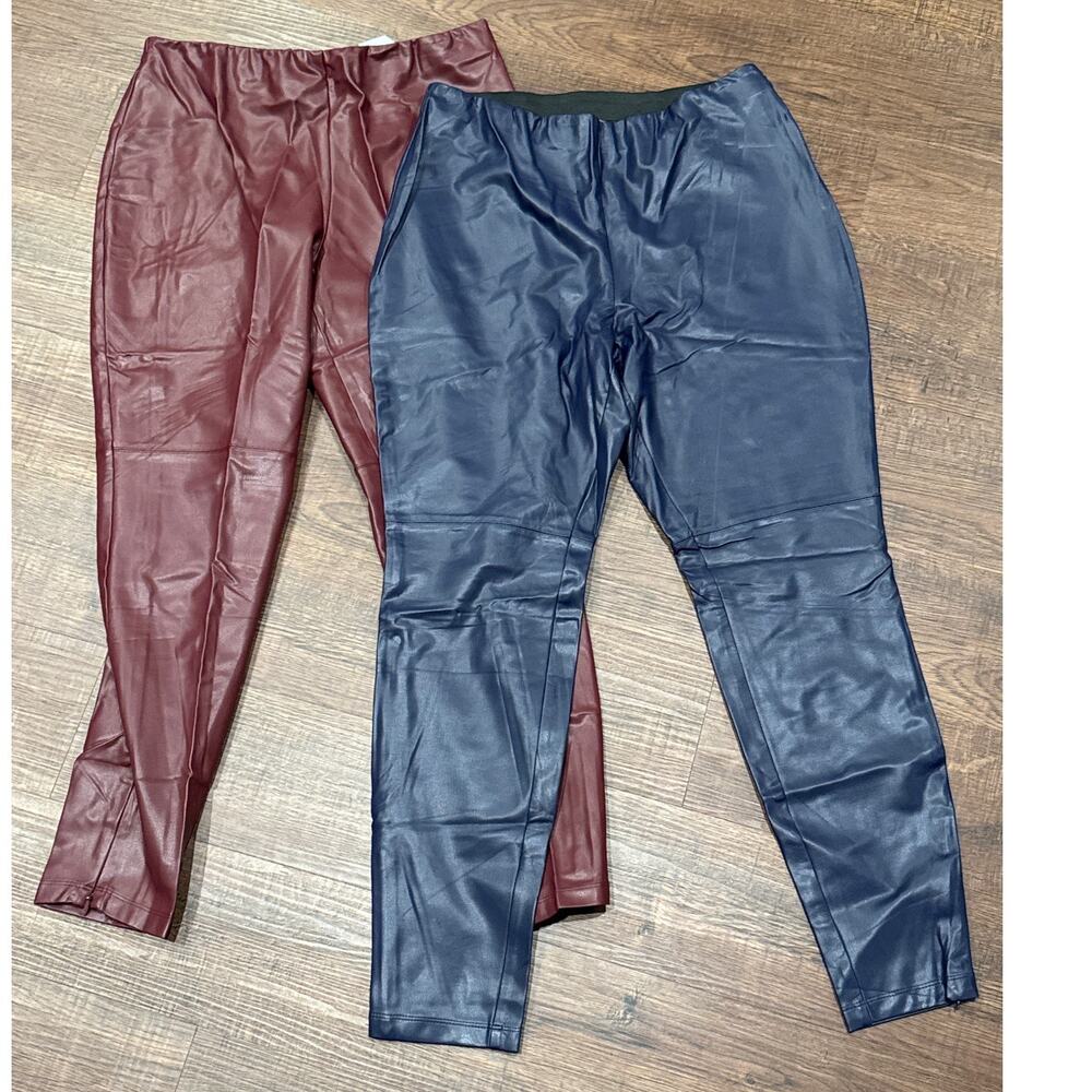 Lisa Rinna Faux Leather Pull On Stretch Leggings Set of 2 US Size 12